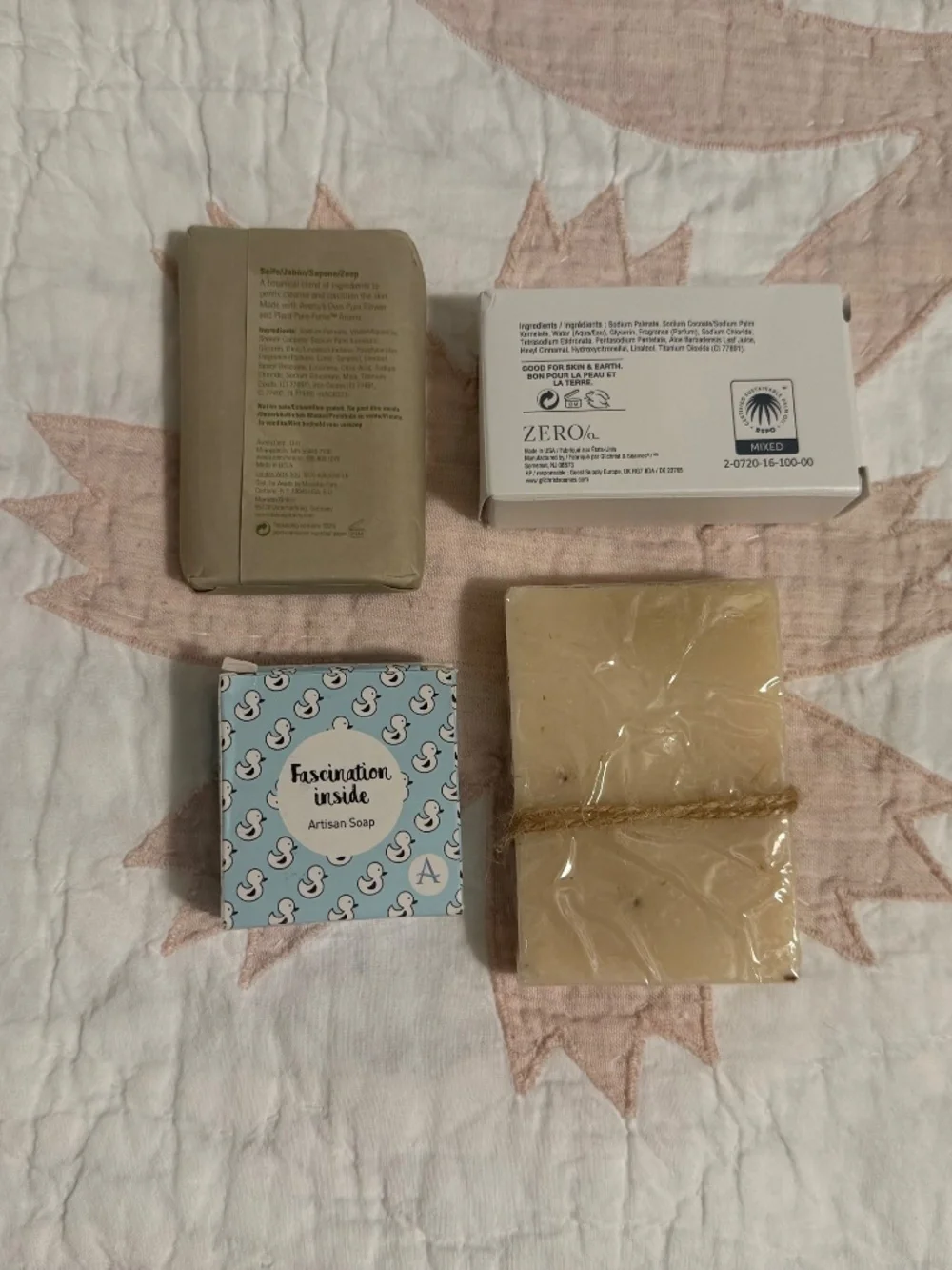 Set of 4 Natural Soap Bar Bundle - Aveda, Goat Milk & Artisan